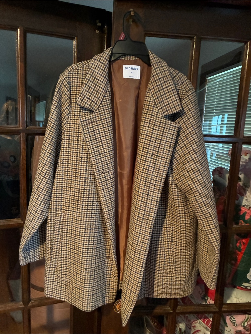 Old Navy Brown and Black Houndstooth Blazer Coat